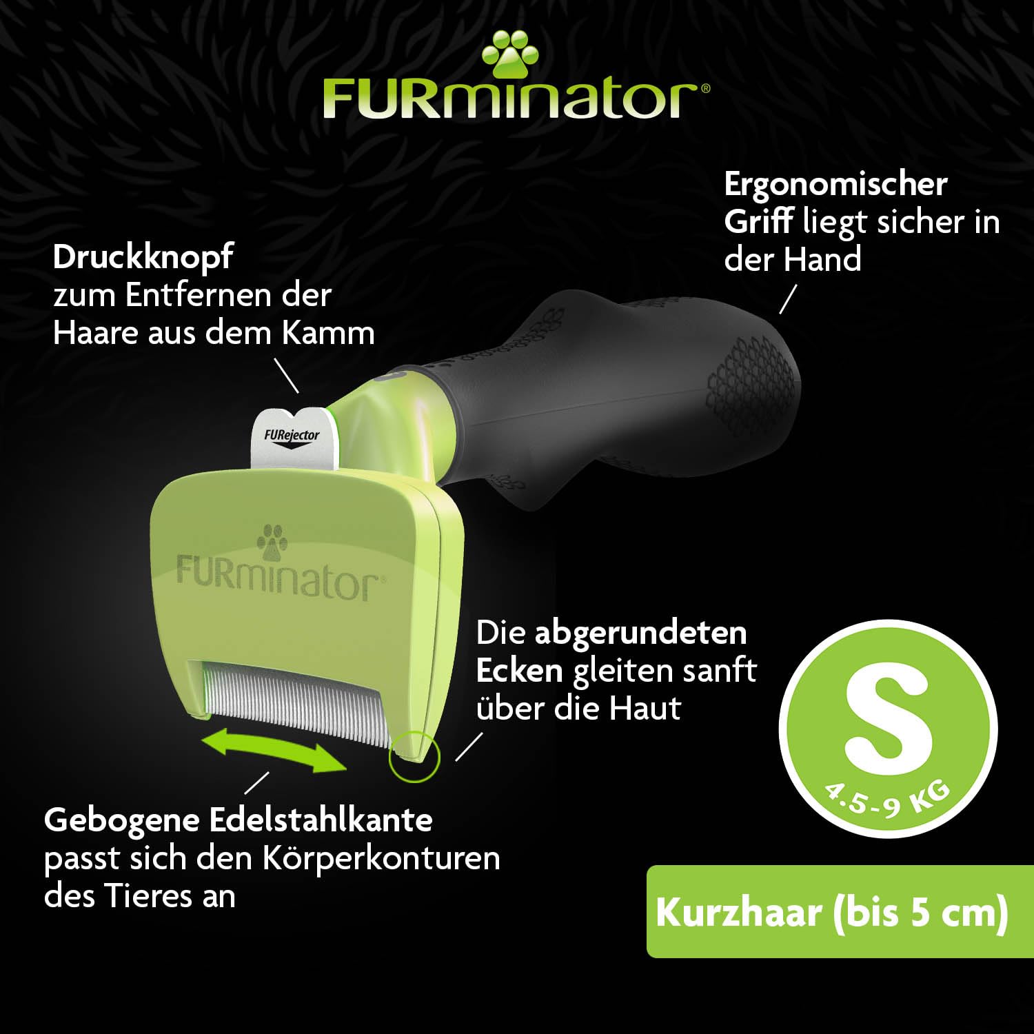 FURminator Hund – Unterfellbürste für kleine Hunde mit kurzem Fell