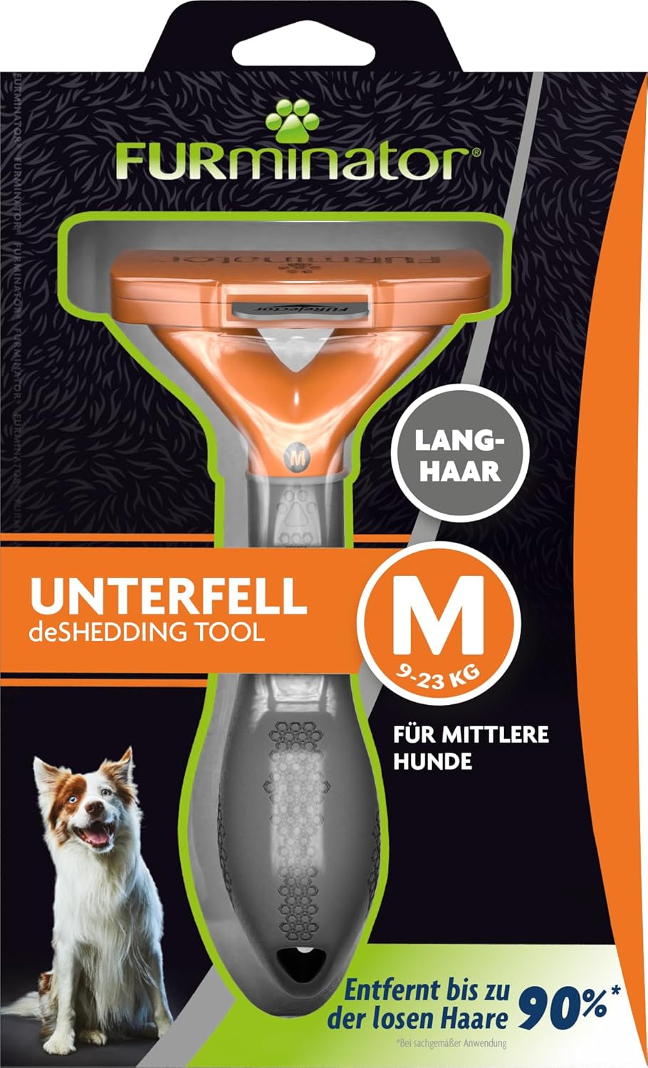 FURminator Hund – Unterfellbürste für mittelgroße Hunde mit langem Fell